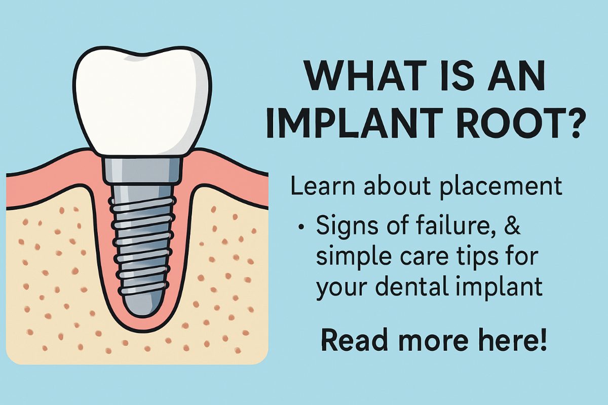 A close up shot of a titanium implant root being surgically placed into a patient's lower jawbone, with a dental professional using surgical tools. No text on image.